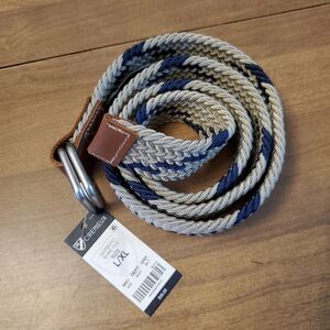 NWT Cremieux Mens Sz L/XL (45") Fabric Wovem Stretch Belt Khaki & Navy